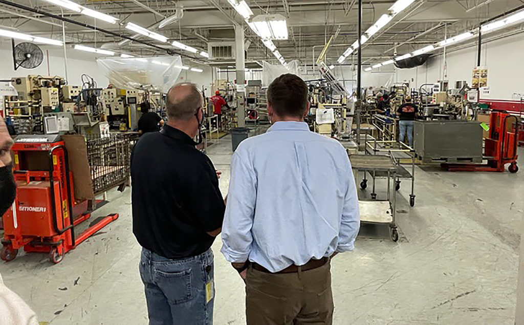 US Representative Richard Hudson tours Edelbrock factory in Sanford, NC