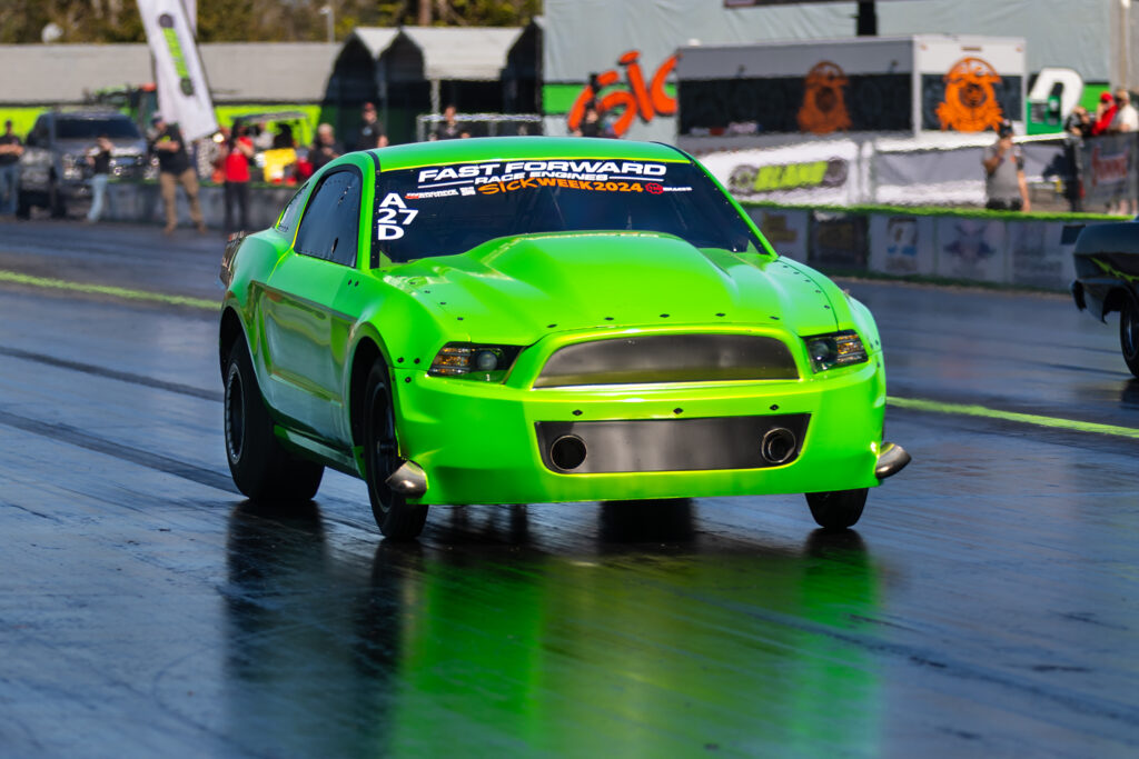 Cars of all caliber will compete at Sick 66, like this neon green Mustang.